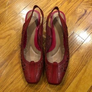 Nurture Red Leather Floral Cut Sling Back Size 10M